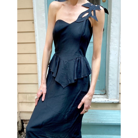 Vintage Dresses & Skirts - Vintage one shoulder cocktail dress